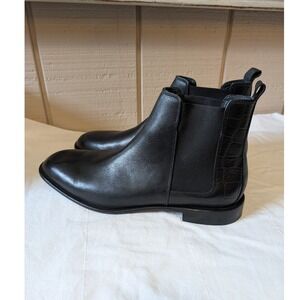 Donald Pliner Mens Black Leather Rocco Croc Chelsea Boots Size 11.5